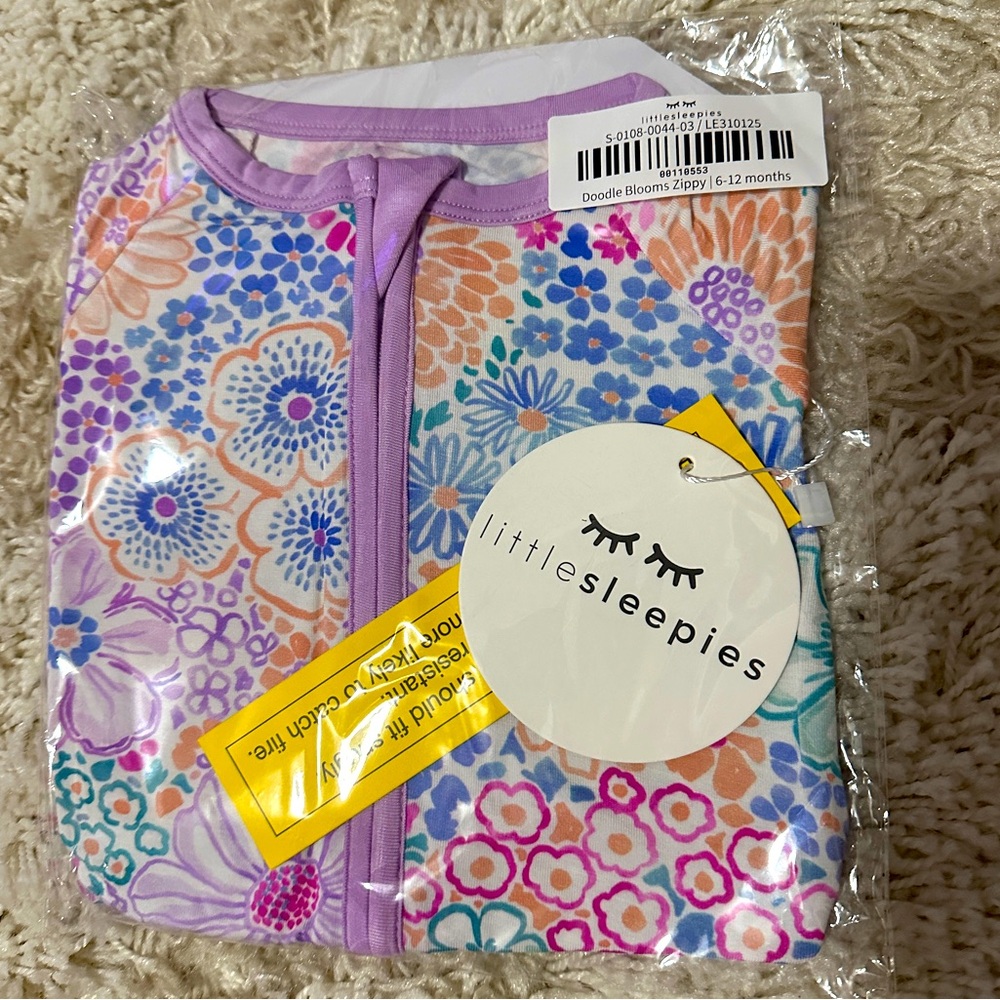 Little Sleepies NIB doodle blooms zippy 6-12mos